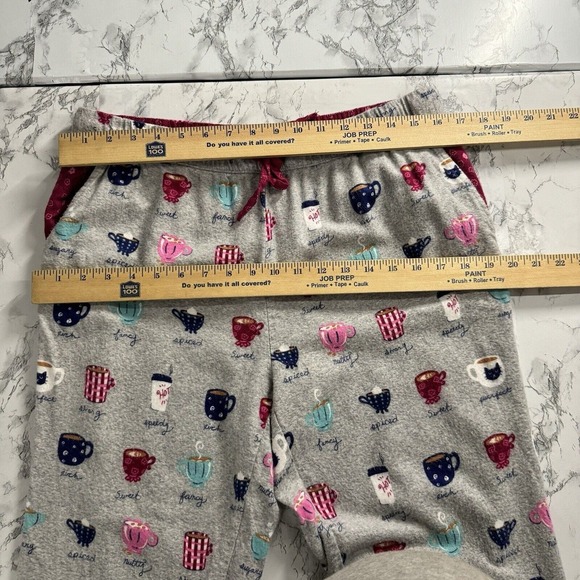 Munki Munki‎  Coffee Themed Flannel Pajama Set Size Medium Loungewear Bamboo - Picture 5 of 16